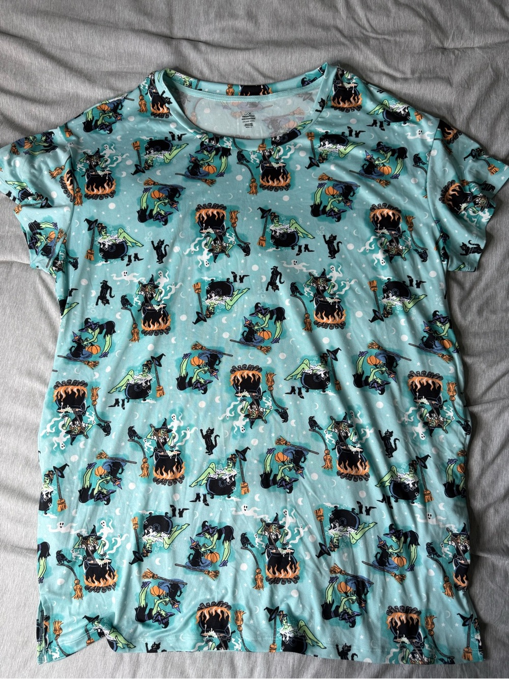 Womens Blue Witch & Cauldron Print Sleep Shirt